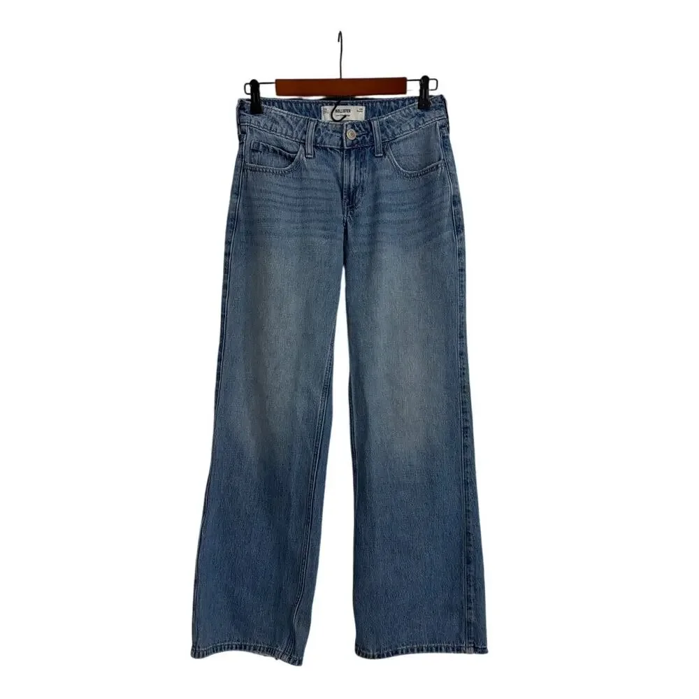 Hollister Jeans Low Rise Baggy Loose Fit Relaxed Distressed Denim Size 00 | 24